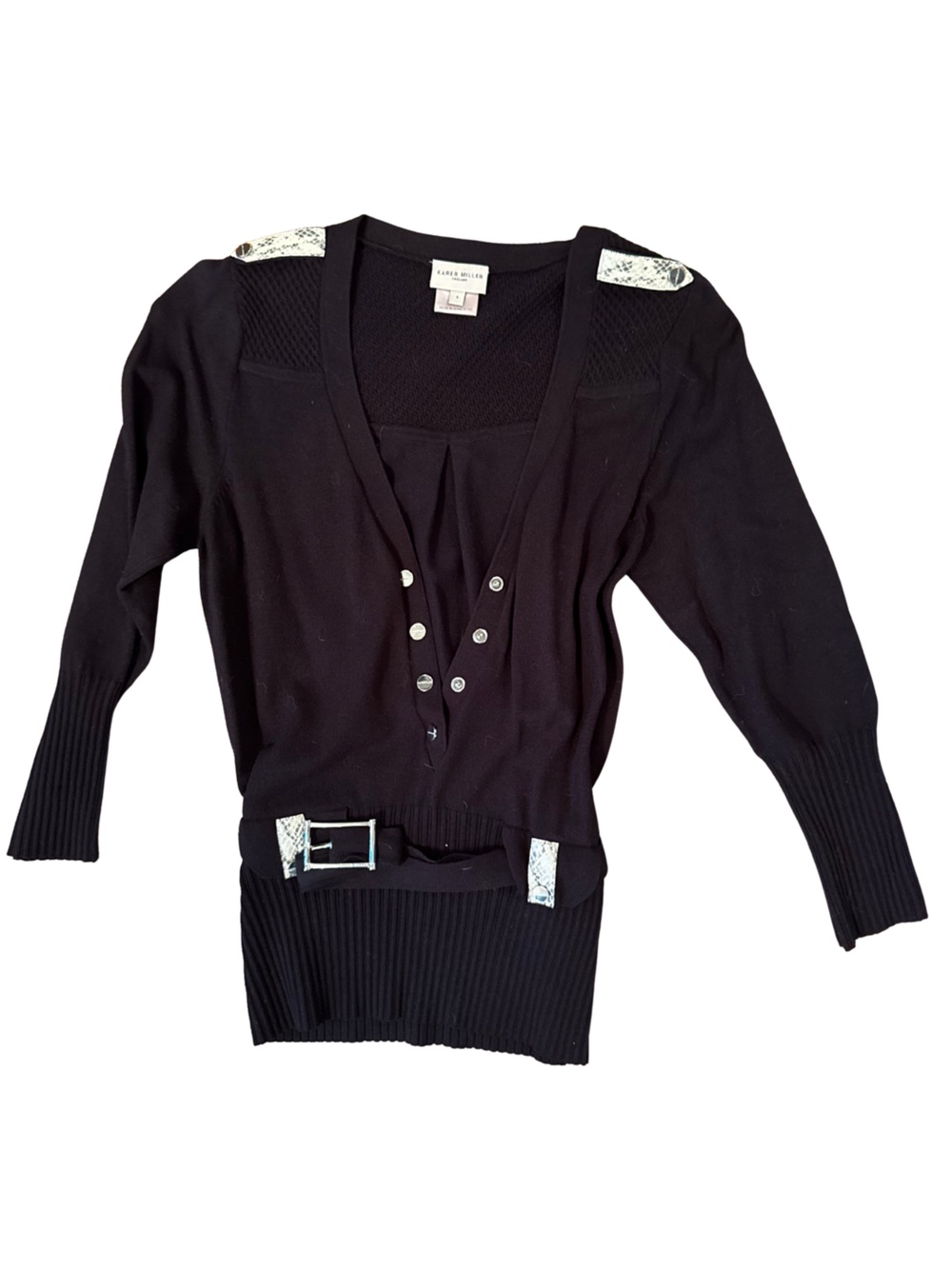 Karen Millen Black Textured Knit Top